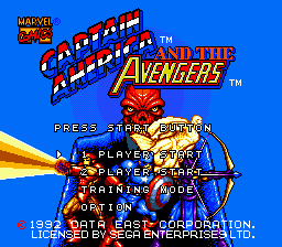 Captain America and the Avengers (USA) Title Screen